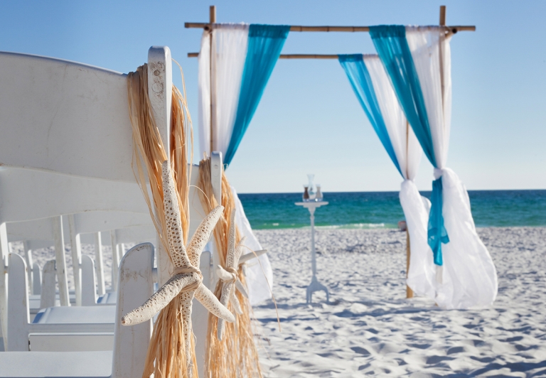 Beach wedding set up