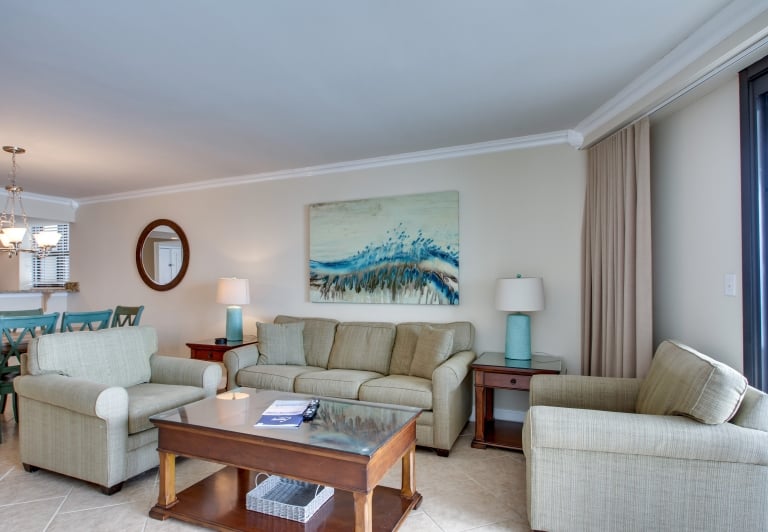living room area at beachside towers