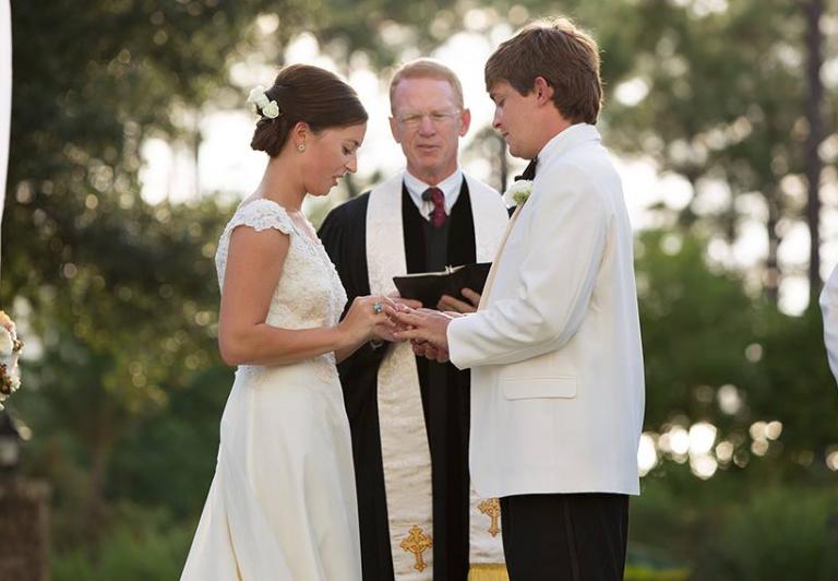 Bride and groom exchanging vows