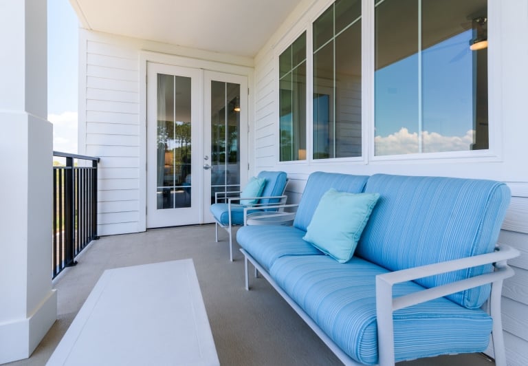 balcony in a three bedroom unit at Osprey Pointe