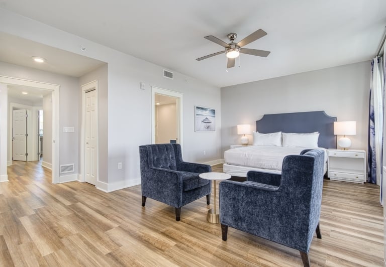 master bedroom in a three bedroom unit at Osprey Pointe