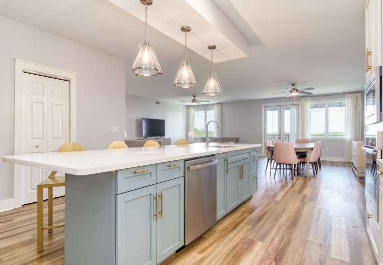 Kitchen in a three bedroom unit at Osprey Pointe