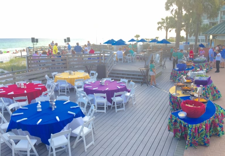 Beach House Pool Deck set up for an event