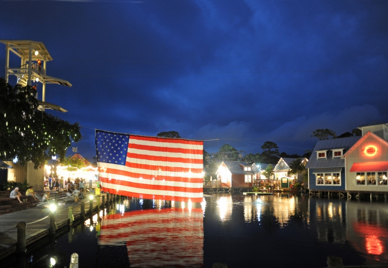flag over lagoon