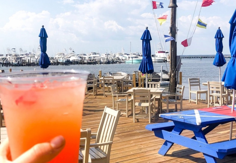 Cocktail at Marina Bar and Grill bay view