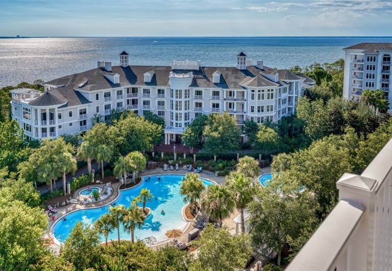 Aerial photo of a pool
