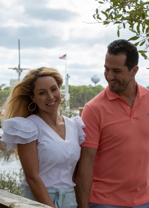 Couple taking a walk outdoors