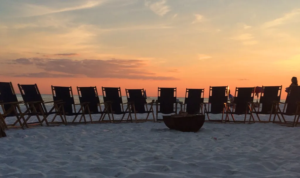 chairs around a bonfire