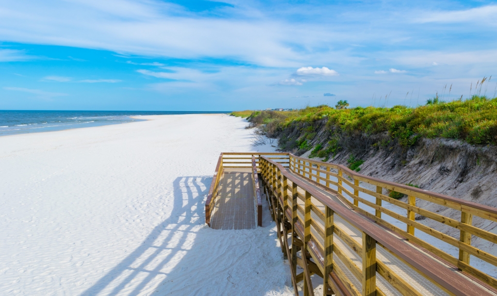 A Florida beach with warm white sand