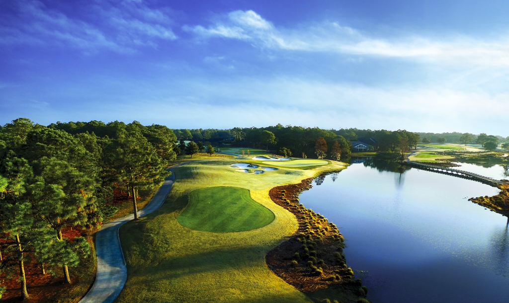 birds-eye view of golf course