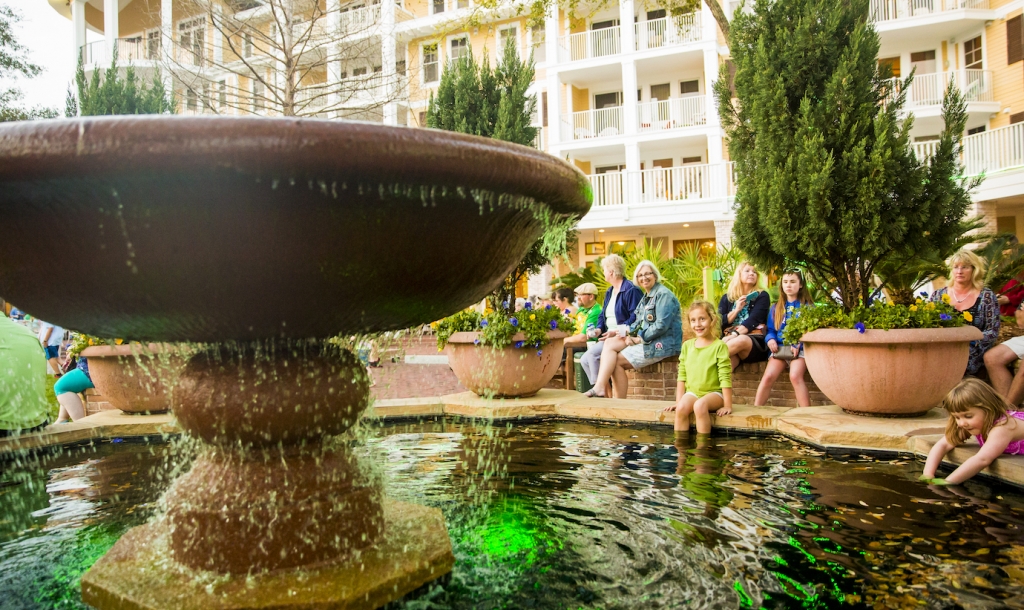 fountain with green water