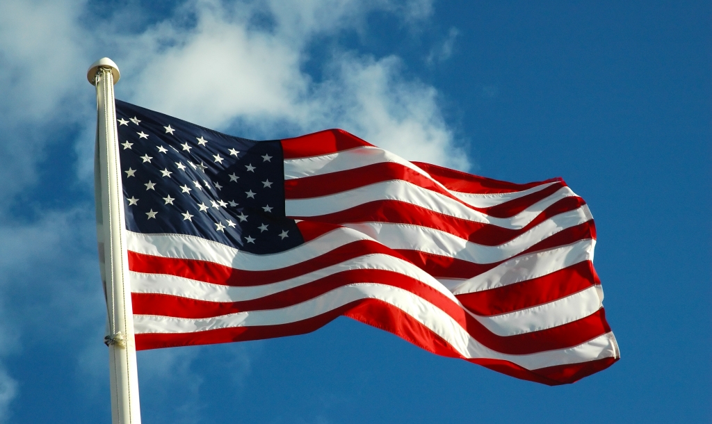 american flag flying in wind