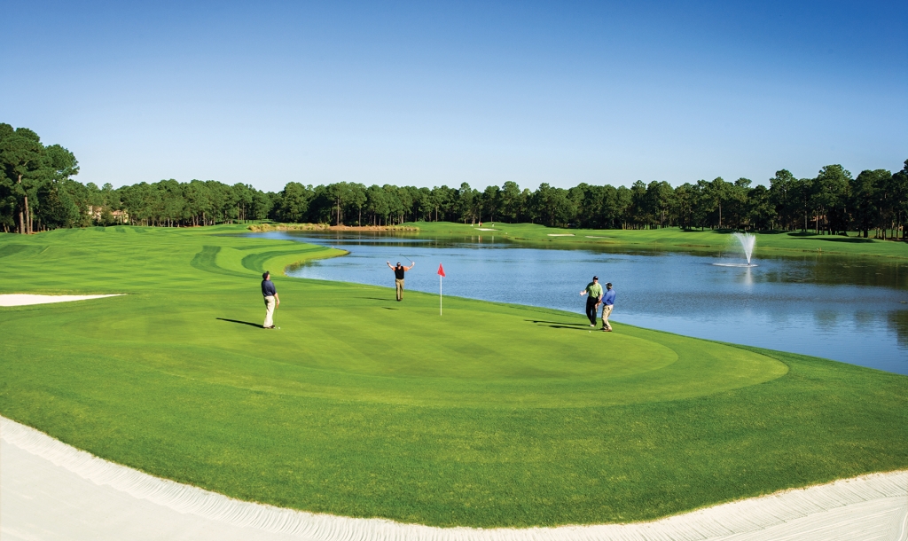 Men playing golf