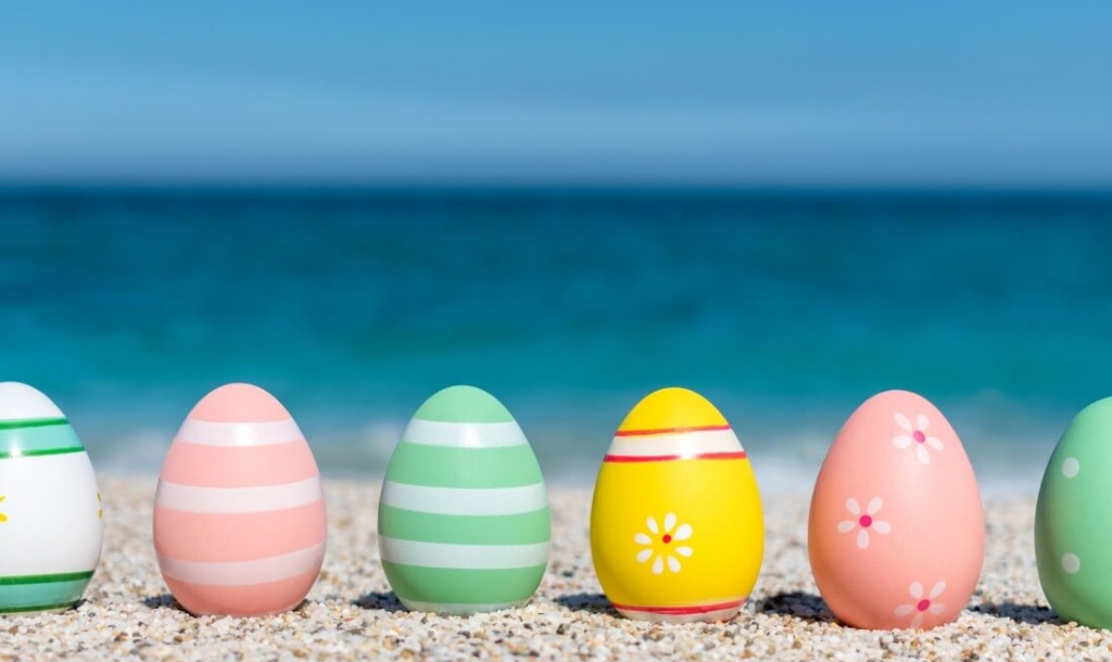 Easter eggs on the beach 