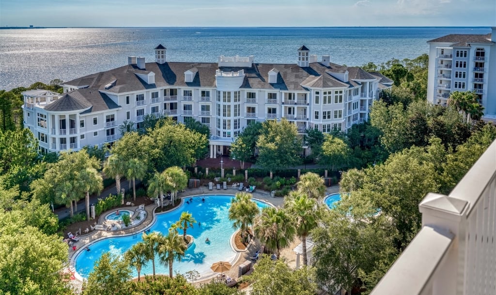 Aerial photo of a pool