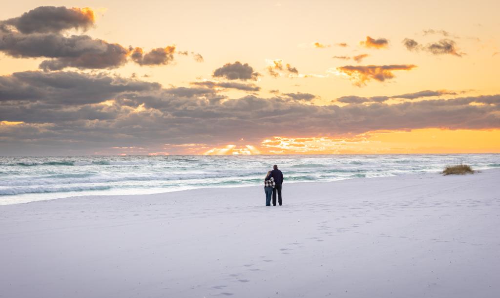 Couple on the Sandestin beach at sunset