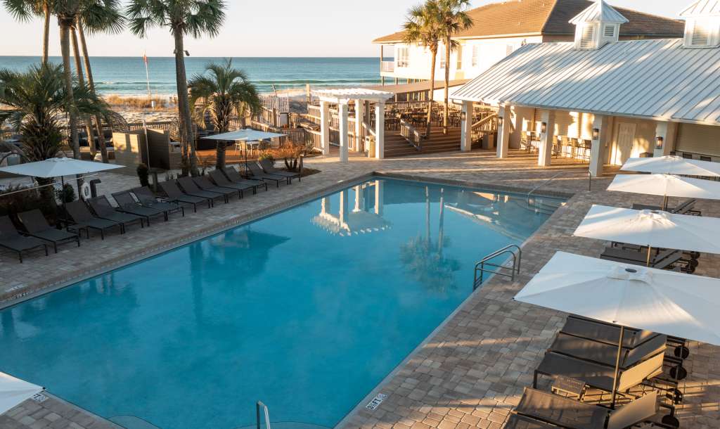 beach club aerial shot