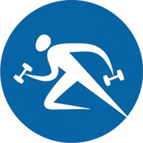 Fitness icon of individual holding hand weights