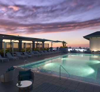 Ara Rooftop Pool & Lounge covered bar. 