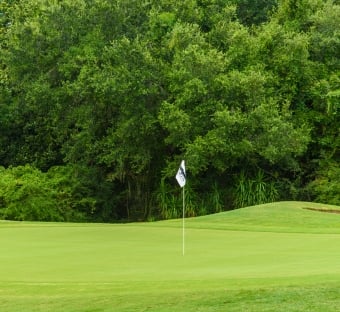 golf pin flag on a golf hole