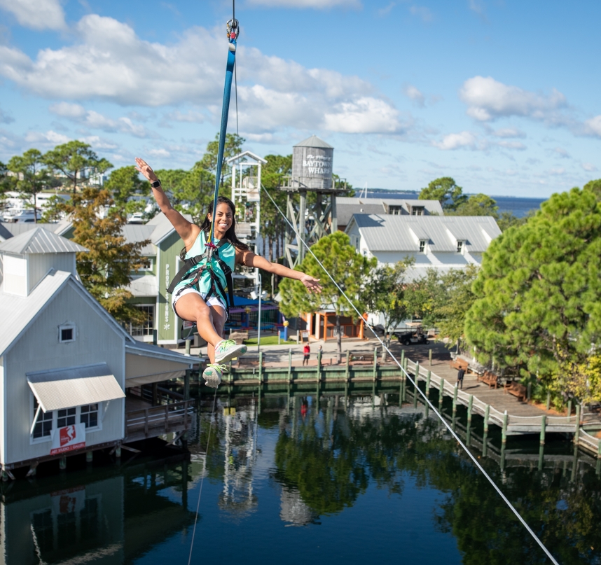 woman zip lining