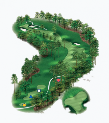 Illustration of the Links 11th hole. Par 5.