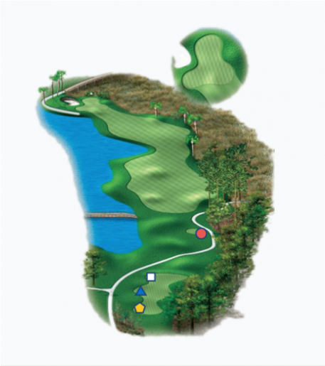 Illustration of the Links 13th hole. Par 5.