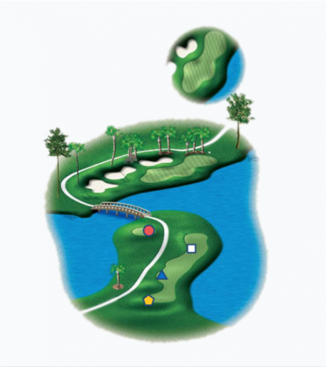 Illustration of the Links 16th hole. Par 3.