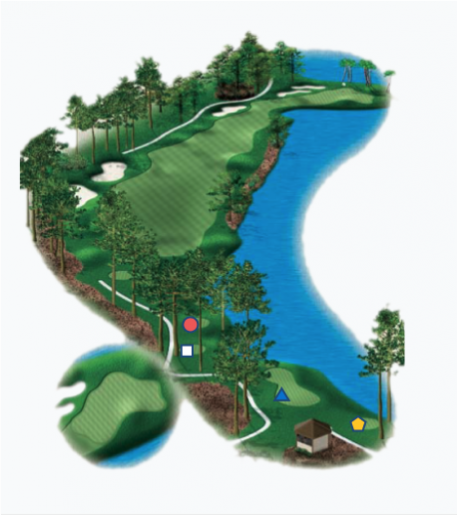 Illustration of the Links 6th hole. Par 4.