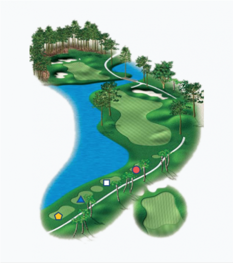 Illustration of the Links 7th hole. Par 4.