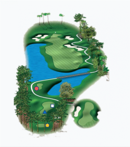 Illustration of the Links 8th hole. Par 4.