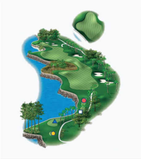 Illustration of the Links 9th hole. Par 5.